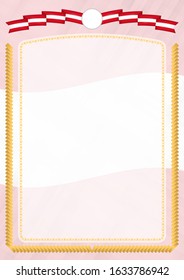 Border made with Peru national flag. Brush stroke frame. Template elements for your certificate and diploma. Vertical orientation.