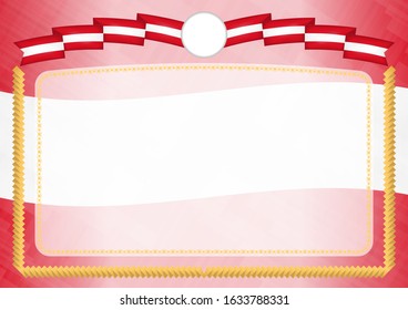 Border made with Peru national flag. Brush stroke frame. Template elements for your certificate and diploma. Horizontal orientation.