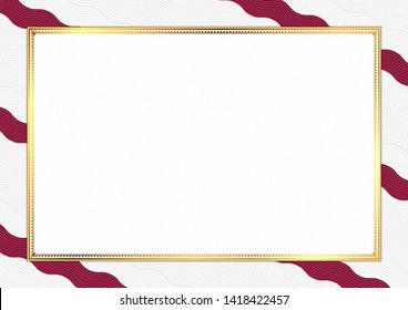 Border made with Qatar national colors. Template elements for your certificate and diploma. Horizontal orientation. Vector