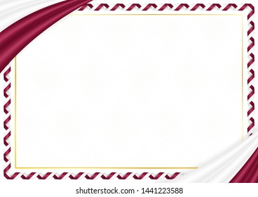 Border made with Qatar national colors. Template elements for your certificate and diploma. Horizontal orientation. Vector