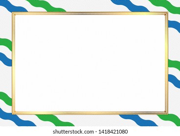 Border made with Sierra Leone national colors. Template elements for your certificate and diploma. Horizontal orientation. Vector