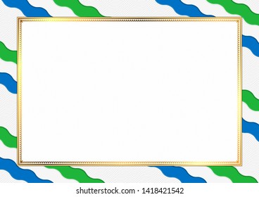 Border made with Sierra Leone national colors. Template elements for your certificate and diploma. Horizontal orientation. Vector