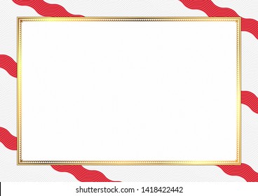 Border made with Singapore national colors. Template elements for your certificate and diploma. Horizontal orientation. Vector