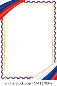 Border made with Slovenia national colors. Template elements for your certificate and diploma. Horizontal orientation. Vector
