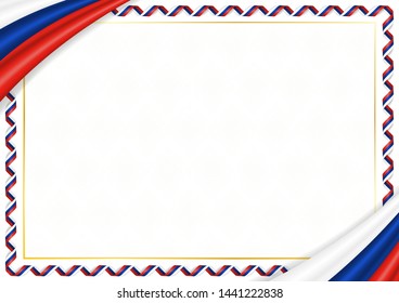 Border made with Slovenia national colors. Template elements for your certificate and diploma. Horizontal orientation. Vector