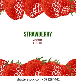 Border made of strawberry and place for text on white background. Sweet fresh berries