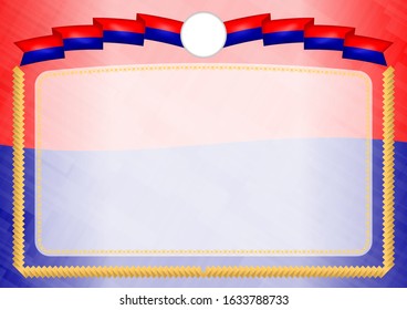 Border made with Taiwan national flag. Brush stroke frame. Template elements for your certificate and diploma. Horizontal orientation.