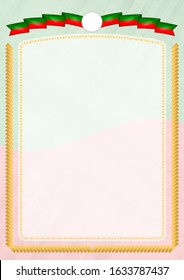 Border made with Tatarstan national flag. Brush stroke frame. Template elements for your certificate and diploma. Vertical orientation.