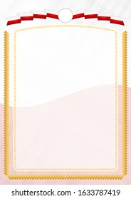 Border made with Tonga national flag. Brush stroke frame. Template elements for your certificate and diploma. Vertical orientation.