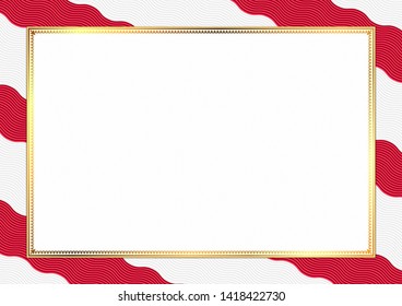 Border made with Turkey national colors. Template elements for your certificate and diploma. Horizontal orientation. Vector