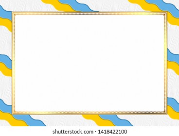Border made with Tuva national colors. Template elements for your certificate and diploma. Horizontal orientation. Vector
