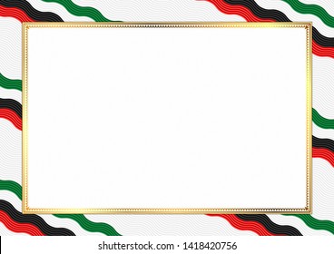 Border made with United Arab Emirates national colors. Template elements for your certificate and diploma. Horizontal orientation. Vector