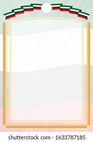 Border made with United Arab Emirates national flag. Brush stroke frame. Template elements for your certificate and diploma. Vertical orientation.