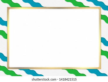 Border made with Uzbekistan national colors. Template elements for your certificate and diploma. Horizontal orientation. Vector