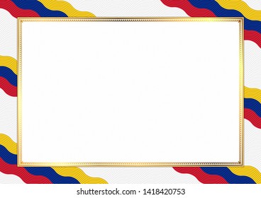 Border made with Venezuela national colors. Template elements for your certificate and diploma. Horizontal orientation. Vector
