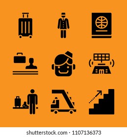 border, man, air and building icon set. Vector illustration for web and design.