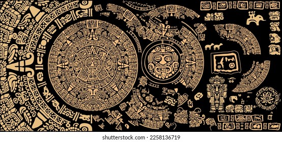 Border of Maya and Toltec signs and patterns
Border of fern leaves, signs and symbols of the ancient civilizations of America Maya.


