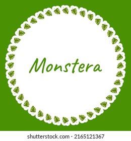 Border with Monstera for banner, poster, and greeting card