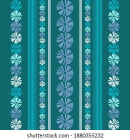 Border. Mosaic with geometric shapes. Seamless pattern. Design with manual hatching. Textile. Ethnic boho ornament. Vector illustration for web design or print.