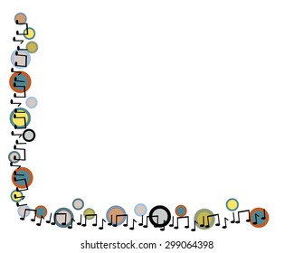 border with music notes and colored circles