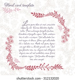 Border on the card with seamless pattern. Beautiful template for greeting cards, invitations, advertising, business card. Hand drawn vector illustration