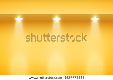 The border on yellow wall with spotlights. Modern Interior False Ceilings with Design for Kitchen and Living Room and Bedroom. Editable Background Vector illustration.