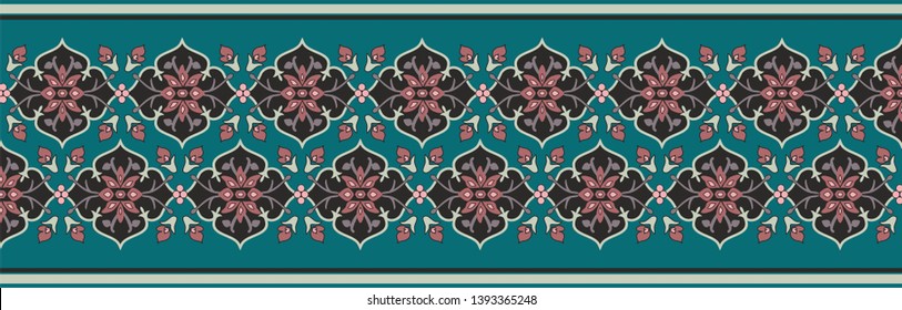 Border in oriental style on a green background
