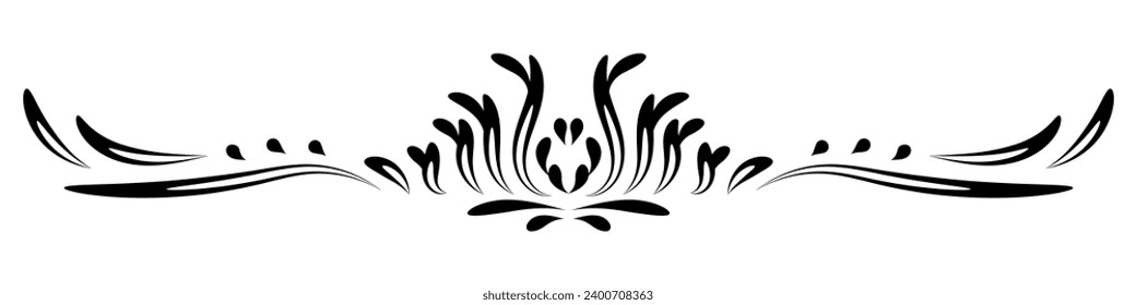 Border ornament with hand drawn vintage filigree. Divider and separator vector. Element with elegant swirl. Ornate decoration for frame, paper, document, template.