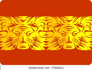 border ornamental paper cut with faces