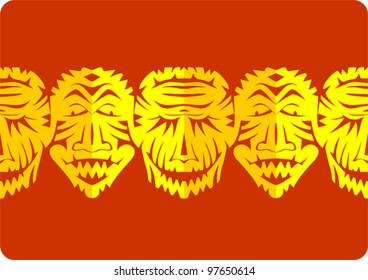 border ornamental paper cut with faces