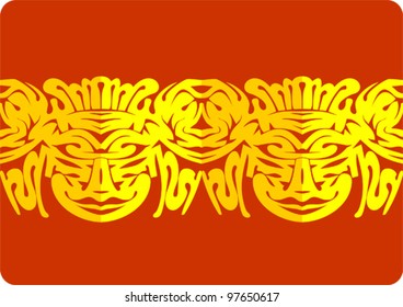 border ornamental paper cut with faces