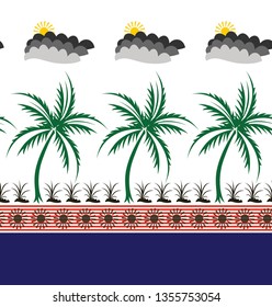 Border palm tree seamless pattern on white