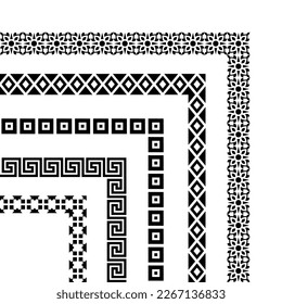 Border paper tribal style. Ethnic seamless pattern. Seamless ethnic and tribal pattern. Ethnic vector line border set. Aztec geometric monochrome vintage. 