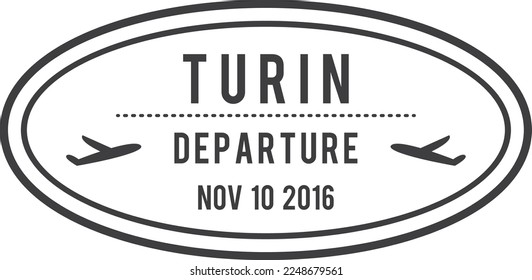 Border pass mark. Country departure oval stamp
