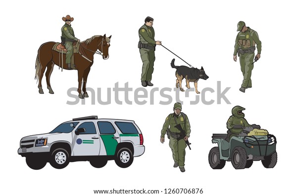 Border Patrol Vector Set: vector de stock (libre de regalías ...