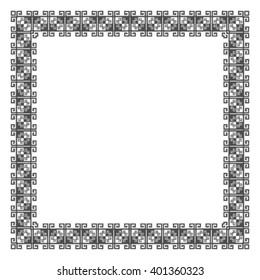 Border pattern. Frame art. Antique elements. Vintage. Pixel art. Grey tones.