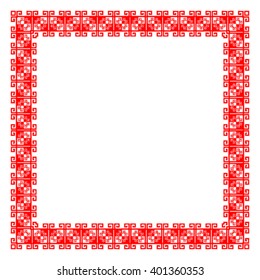 Border pattern. Frame art. Antique elements. Vintage. Pixel art. Red tones.
