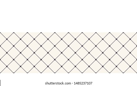 Border pattern hand drawn trellis background. Geometric monochrome fence grid stripe. Vector ribbon edging trim