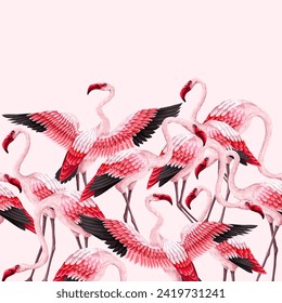 Borde con flamencos rosas. Vector