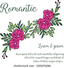 Border of pink flower frame seamless, for vintage style card romantic. Vector