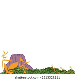 border plants, rocks and shrubs. illustration