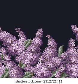 Borde con lilas moradas. Vector