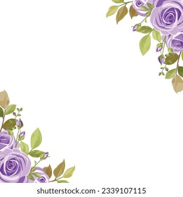 border with purple roses vector bouquet, purple roses, floral wedding frame