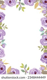 border with purple roses vector bouquet, purple roses, for decoration wedding invitation, greeting card, design card