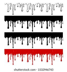 Border of red drips. Mesh. Clipping Mask. Blood.(can be repeated and scaled in any size) 