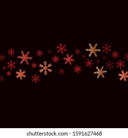 Border of red snowflakes on dark background