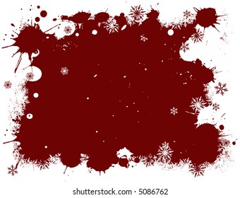 Border of Red and White snowflakes on a Grunge Background