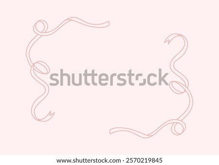 Border ribbon pink frame. Hand drawn vector illustration. Elements for poster, social media, banners, collage. Trendy ballet core, coquette core template.