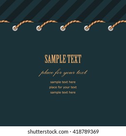 Border of rope firmware on a dark blue. Vintage marine background for your design

