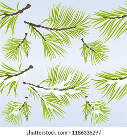 Border seamless background fir tree branches Christmas and New Year decoration vintage vector illustration editable hand draw